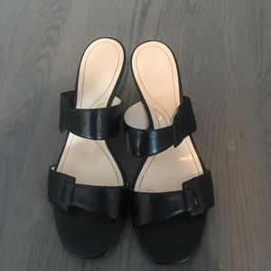 Black Tahari Leather Sandals